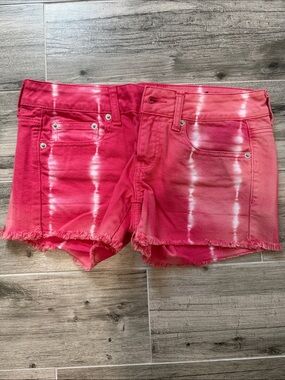 American Eagle Outfitters Pink Tie-Dye Denim Shorts